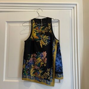 Black and colorful jewel tones silk Tibi sleeveless top